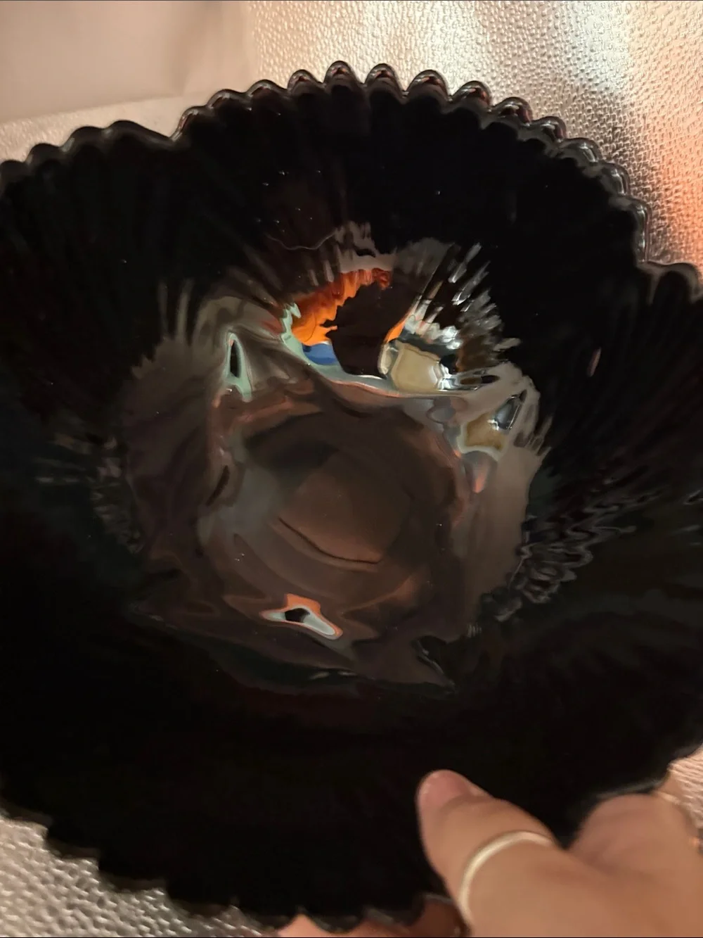 Vintage Arcorcoc Black Glass Seashell Serving Dish Made in France